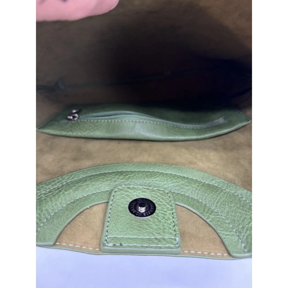 VNTG green Leather Purse, Ring Handle Antonella Ferrante Style